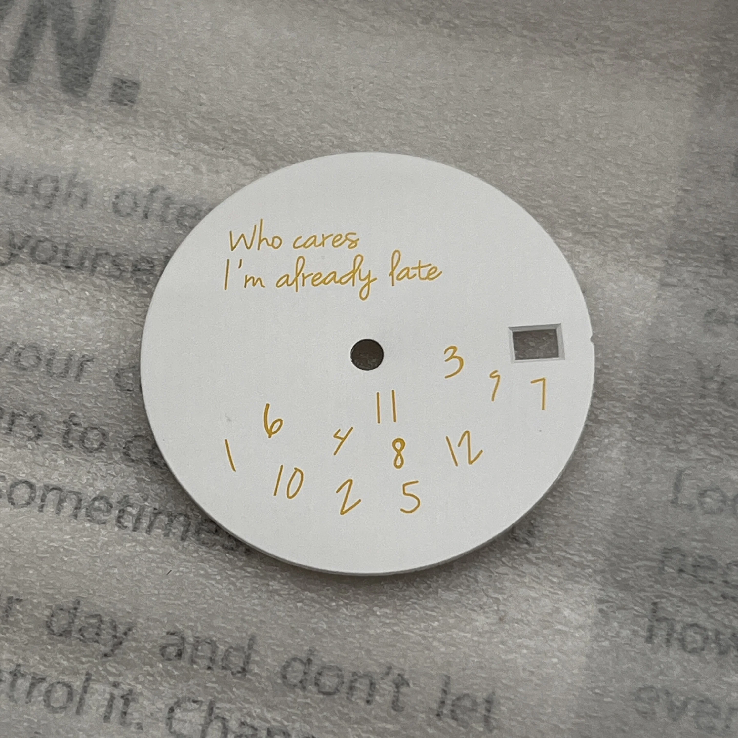 Sleek 28.5mm DIY Watch Dial – Bold 'It's Already Late' Design