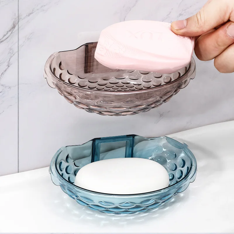 

New Drill-free Transparent Soap Rack Soap Holder Soap Dishes Acrylic Bathroom Drain Soap Box Toilet Soap Rack Wall-mounted Rack