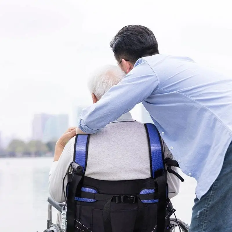 1PCS Blue Wheelchair Seat Belt Torso Support Vest Full Body Harness Prevent Tilting or Falling,Chest Waist Band Restraint Strap