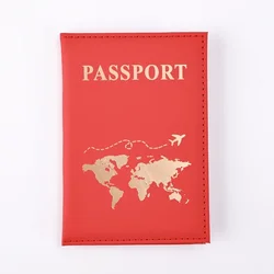 Elegant Gold Passport Holder - PU Leather Travel Accessory (Red)