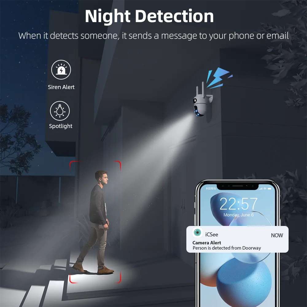 BESDER 10MP Wifi Camera IP PTZ Outdoor Dual Screen AI Auto Tracking 6MP Security