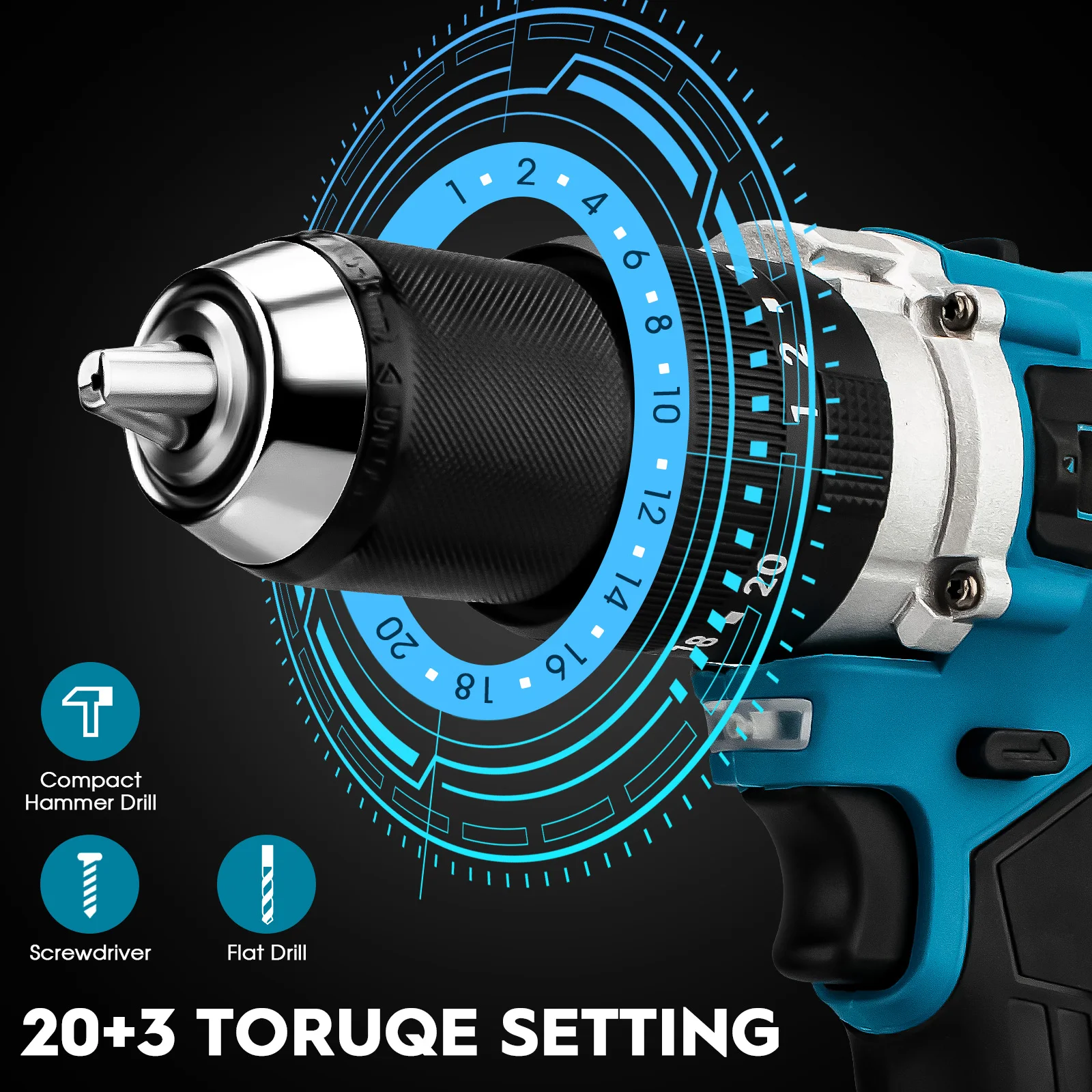 650NM 13MM Brushless Electric Drill 20+3 Torque Cordless Impact Drill Hammer Li-ion Electric Screwdriver For Makita 18V Battery 4