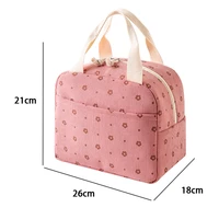 Sacs à main alimentaires imprimés floraux mignons, sac à déjeuner thermique Portable, Durable, étanche, refroidisseur de bureau, étui isolé sur glace, sac de Camping Ins 3