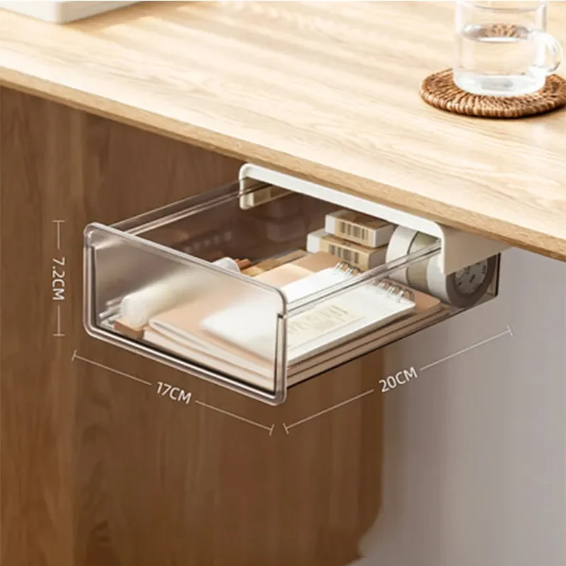 Multifunctional Drawer Type Desktop Under Desk Storage Box Hidden Office Organizer Drawer Boxs Desk Stationery Box Storage Tools