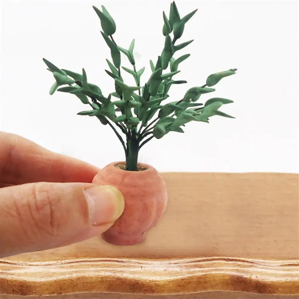

Eye-catching 3D Shape Drop-resistant Detailed Doll House Bonsai Shooting Props Doll House Bonsai Miniature Potted Plant