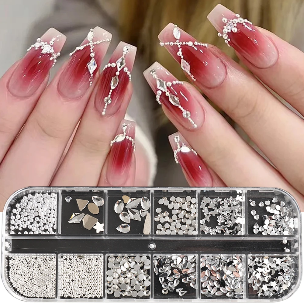 Glamorous Red 3D Crystal Festoon Nails