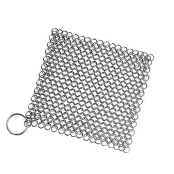 Cast Iron Cookware Cleaning Scrubber Kit with Rust Remover and Metal Brush (Silver)