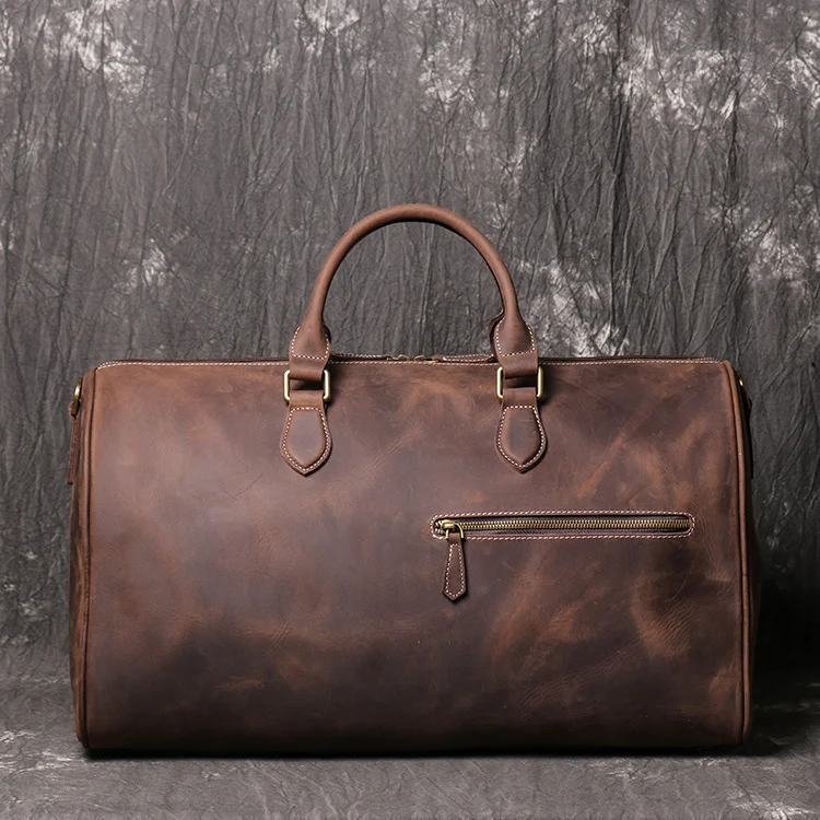 LUOKIR Echtes Leder Vintage Crazy Horse Leder Herren Handheld Reisetasche Schulter Umhängetasche Gepäcktasche Laptoptasche – Detail 7