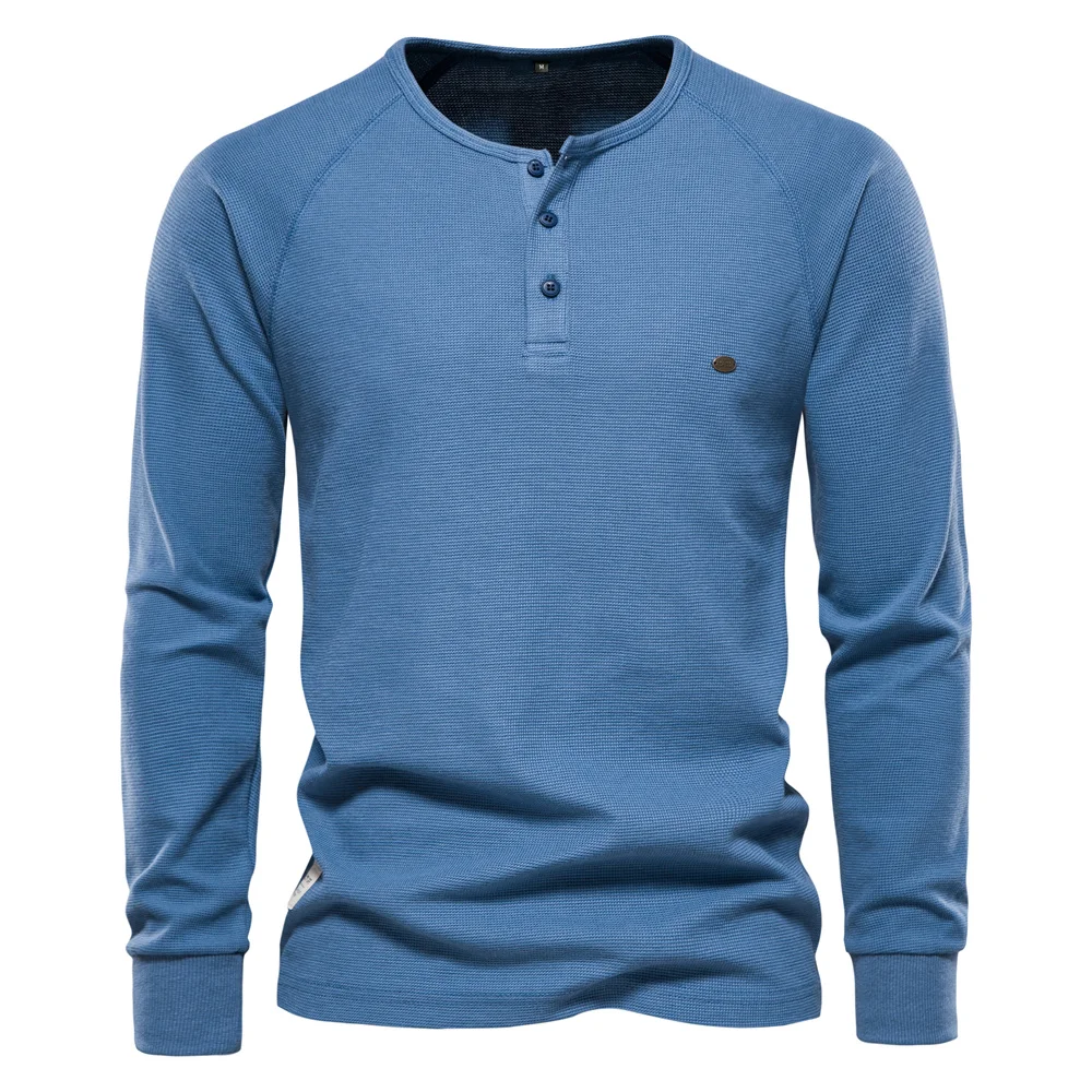 AIOPESON Men Long Sleeve Basic Breathable Men's Tops Tee Shirts New Autumn Solid Color T Shirt For Men