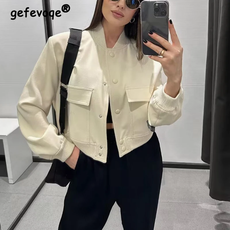 

Autumn Winter Trend Fashion Zipper Jacket Ladies Loose Casual All-match Cardigan Top Women Stand Collar Big Pocket Coat Outwear