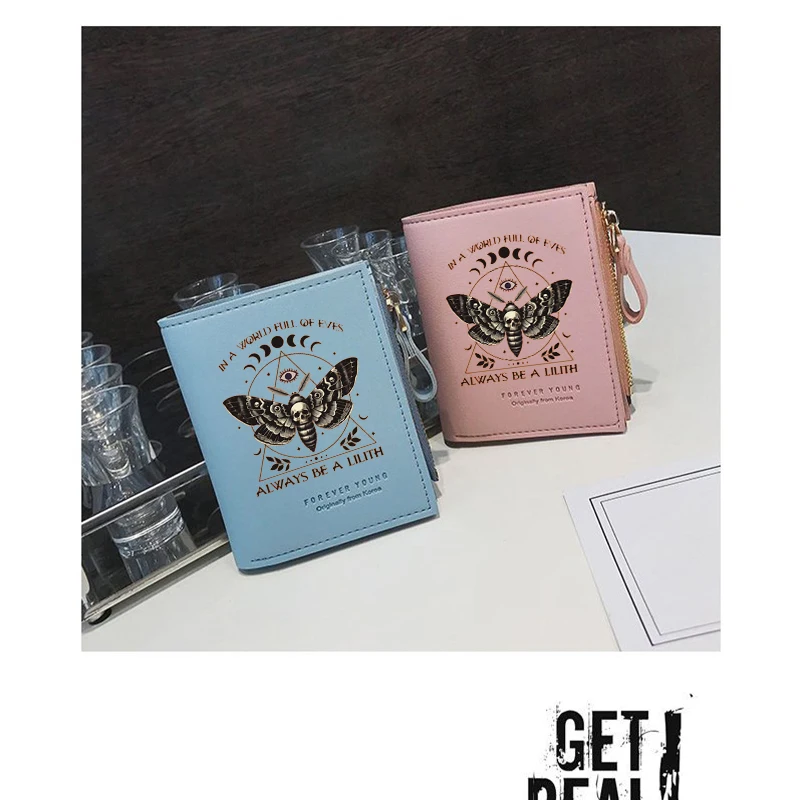 Halloween wallet with double fold and card slot exquisite short purse high-end leather zipper coin bag the best souvenir gift