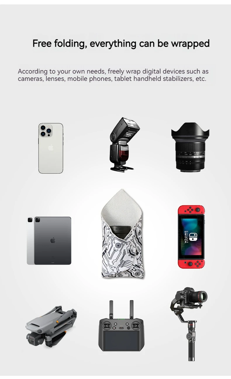 Walking Way Camera Cover: Protective Folding Wrap for Lens and Accessories Storage
