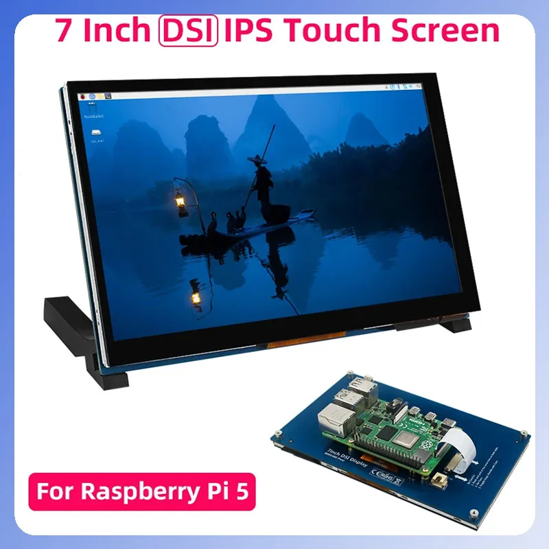 

7 Inch DSI Touch Screen for Raspberry Pi 5 IPS Display 800*480 LCD Capacitive MIPI CSI Cable With Standard Monitor for RPI 5