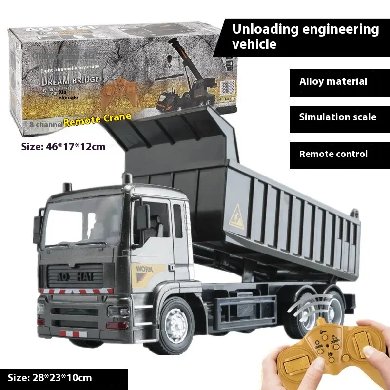 RC Alloy Engineering Vehicle Steering Wheel Remote Control Dump Truck Crane Mixer Excavator Lift Truck Outdoor Toy Birthday Gift 4