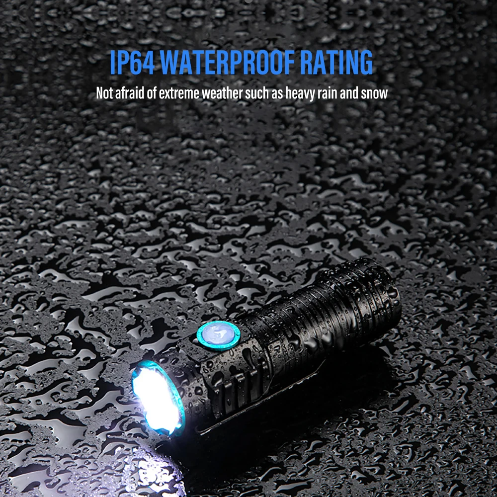 고출력 LED 손전등 미니 XHP50 캠핑 LED 토치, 테일 자석 캠핑 낚시 랜턴, USB 충전식 모자 클립 라이트