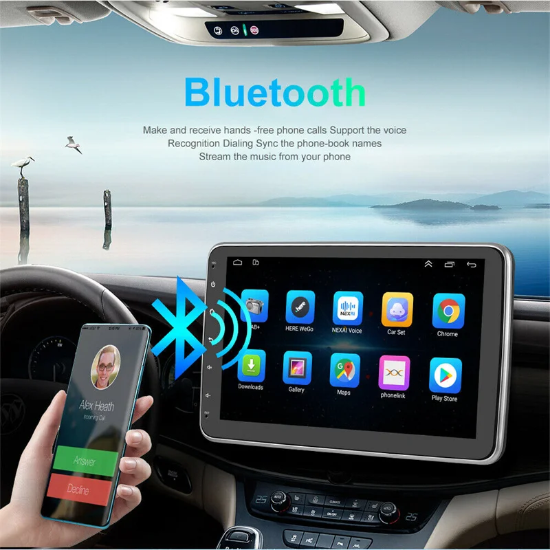 Android Single Din Car Stereo Rotatable Radio 10.1 Inch Vertical Touch  Screen Head Unit with WiFi GPS Navigation Bluetooth USB FM/RDS Radio  Receiver