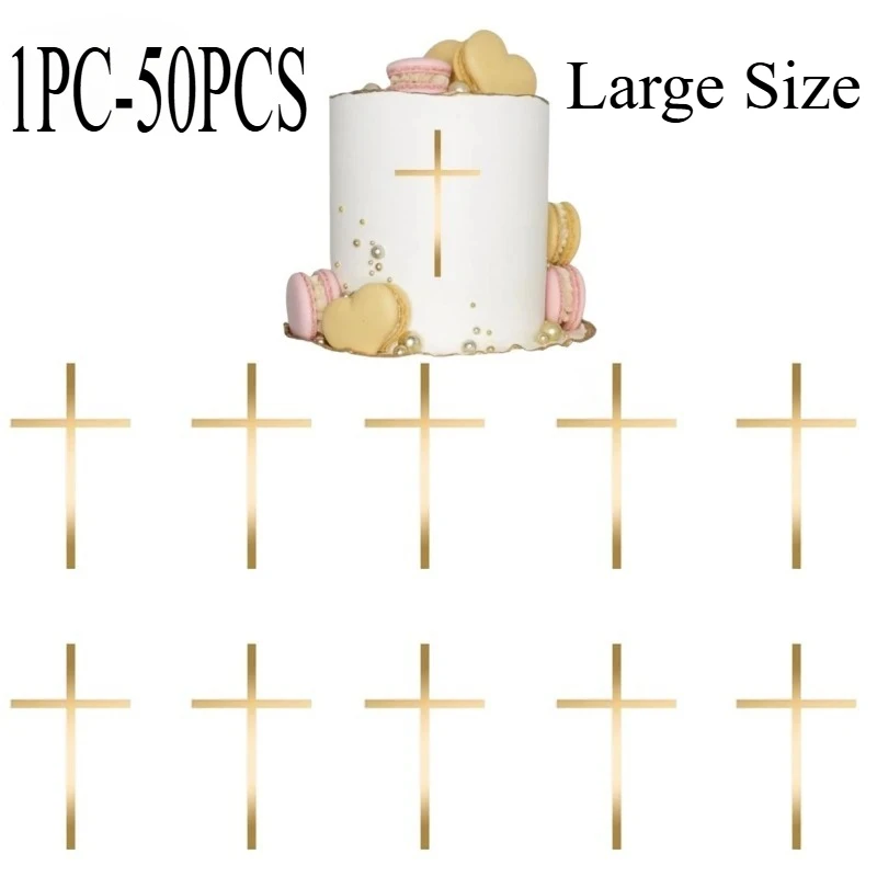 3 Cake Topper Oro Per Torta Comunione E Battesimo – Croce E Colomba In Acrilico, Finitura A Specchio, Decorazione Religiosa 17x12 Cm