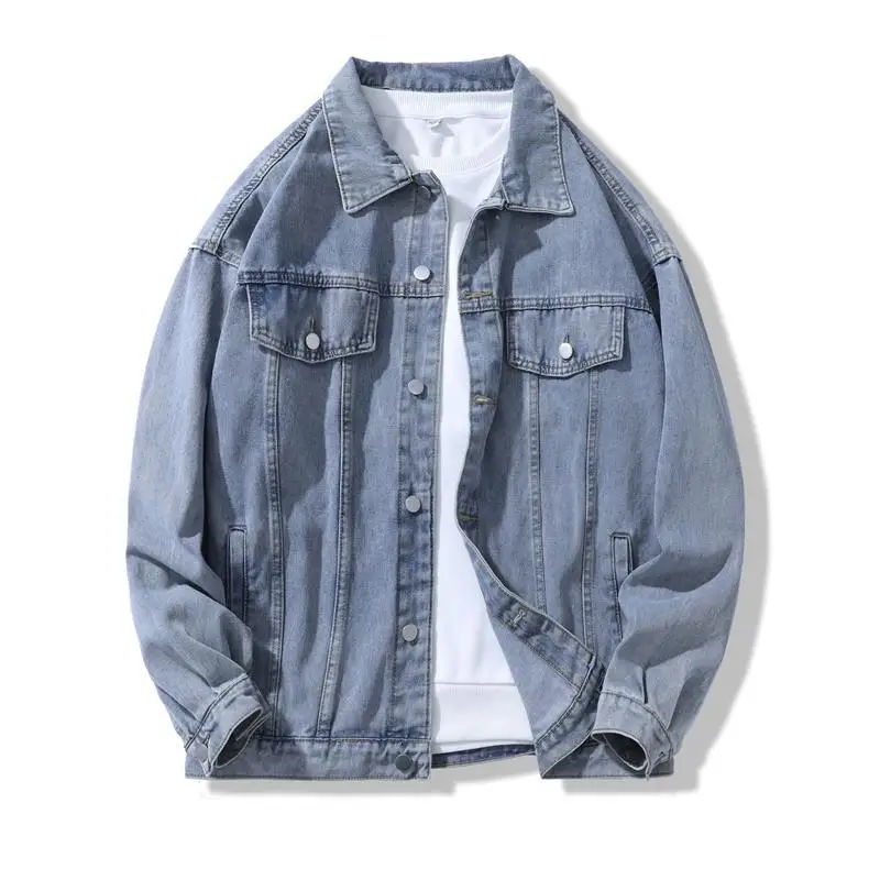 

Autumn New Mens Denim Jacket Vintage Japanese Style Cargo Coats Boys Hip Hop Loose Bomber Jacket Casual Streetwear M-3XL