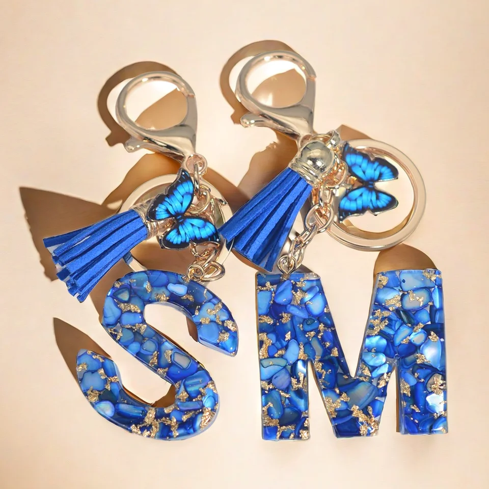 thumbnail image 2 of A To Z Initial Keychains For Women Girls - Purple Letter Keychain With 2 of 14