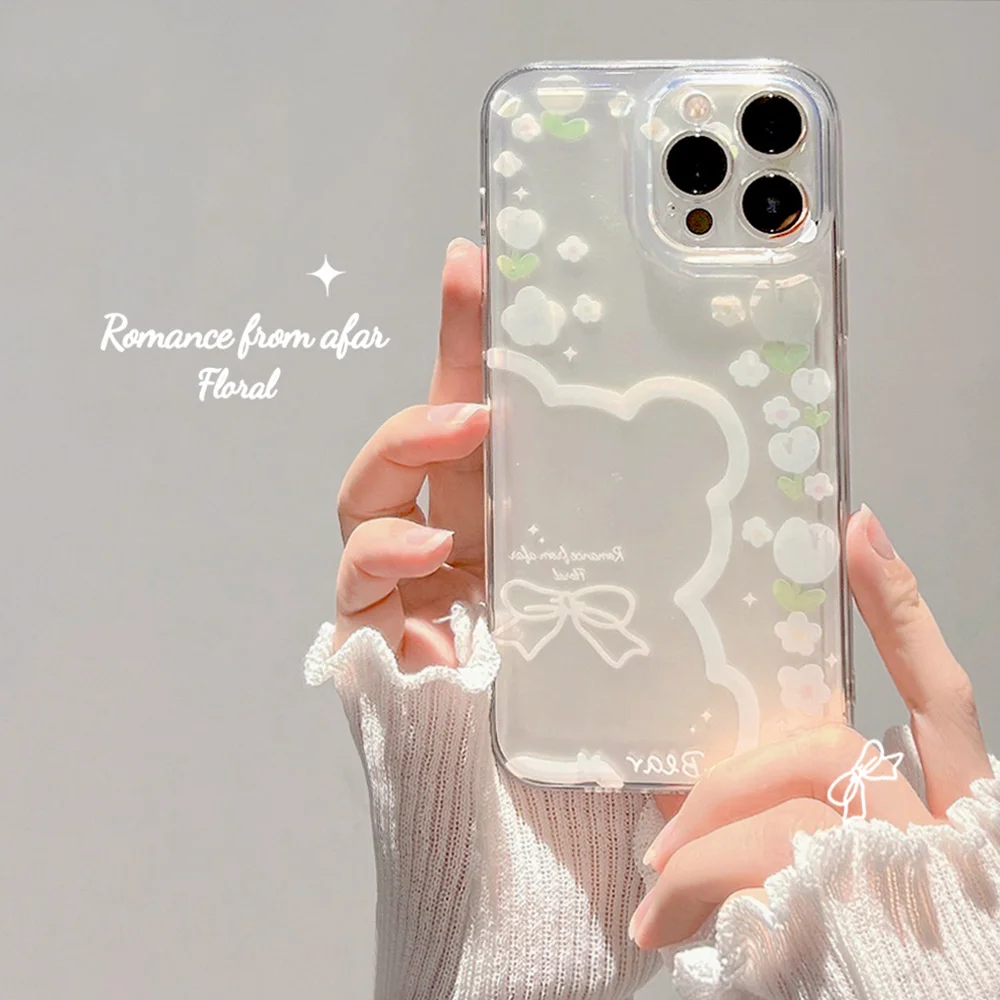 clear iphone 12 mini case Phone Case For Iphone 11 Pro Max Case Iphone 7 Plus Soft Cover Iphone 8 12 Mini 13 Black Flower Soft Transparent iphone 12 mini silicone case