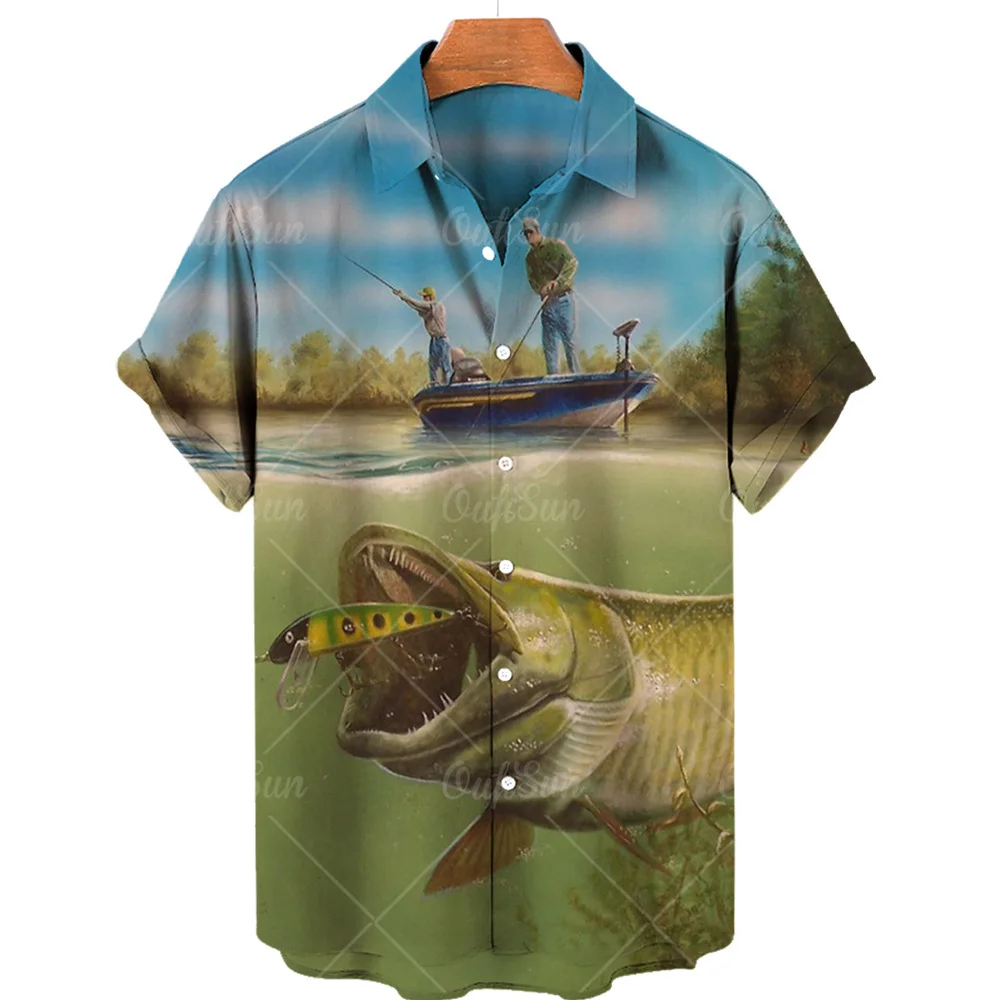 Fishing Shirt Hawaiian Shirt New Plus Size Men's Short Sleeve Shirt Beach  Casual Shirt Men Fish Shirt - AliExpress