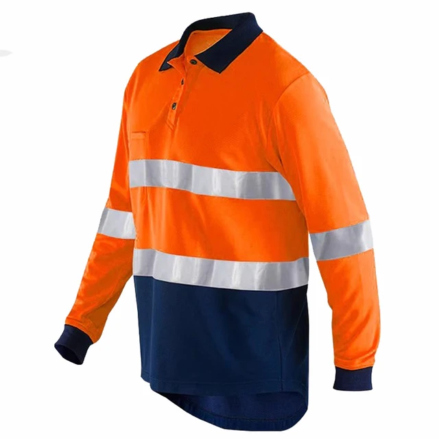 Hi Vis Long Sleeve Reflective Safety Polo for Construction