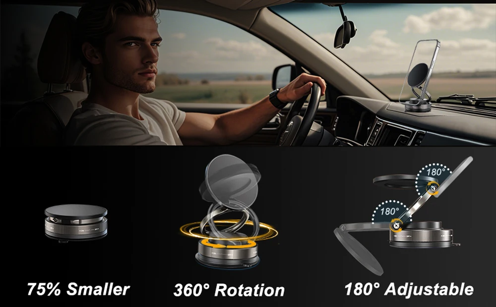 Magnetic Phone Holder 360 degree Rotation Vacuum Adsorption Strong Suction Holde