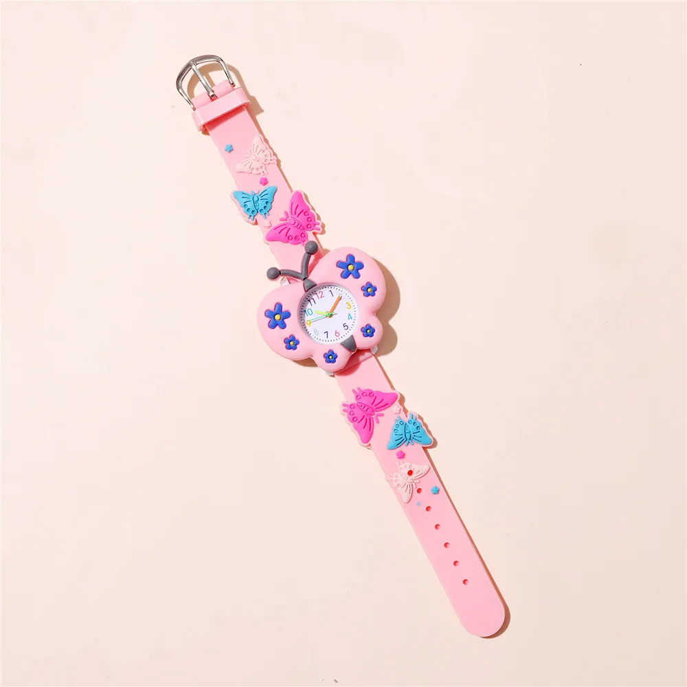 2 colors Butterflies Dial silicone Quartz Watch For Children Kids Wristwatch 4