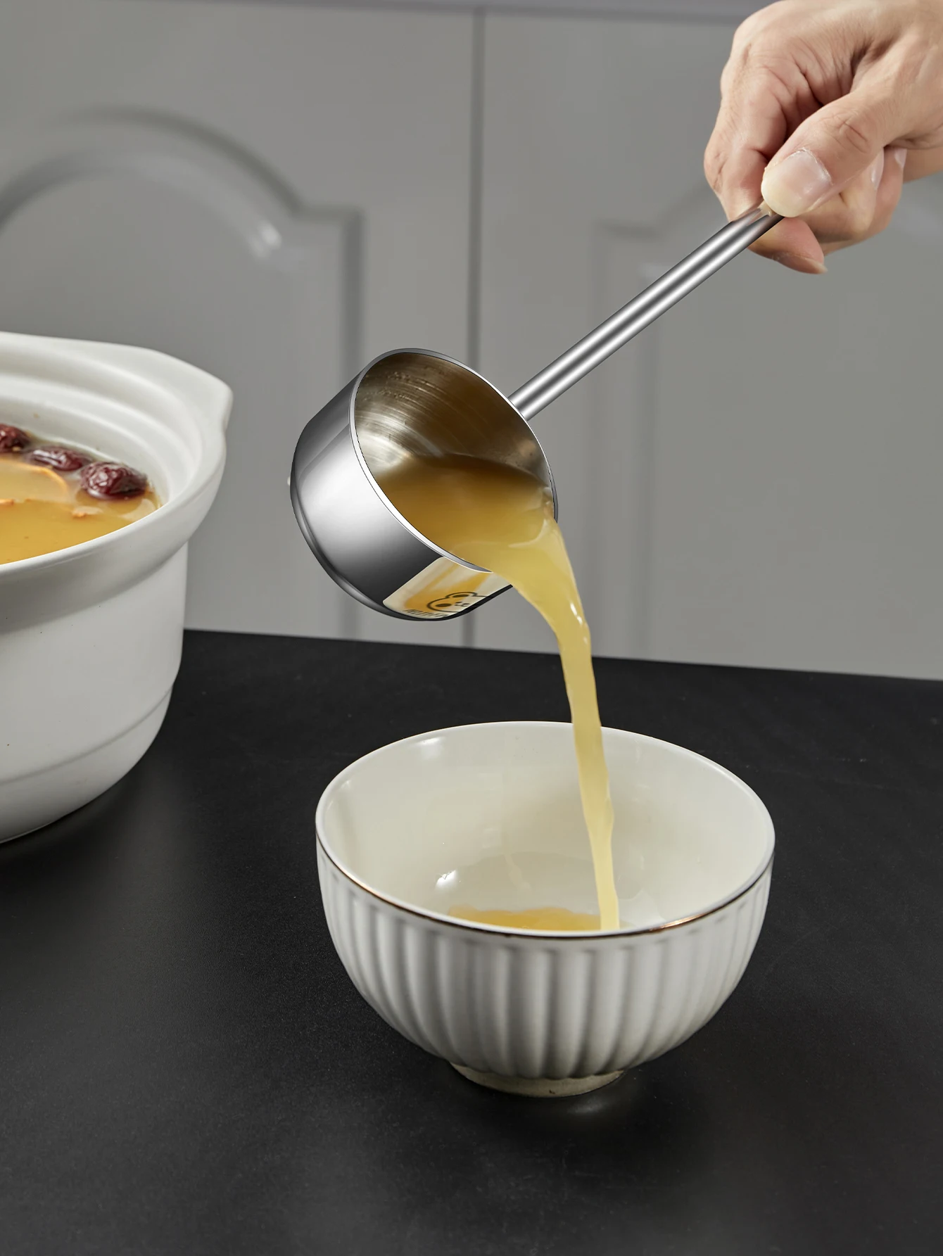 WORTHBUY Long Handle Sauce Seasoning Spoons For Kitchen 304 Stainless Steel Soup Ladle Oil Splashing Spoon Anti Scalding Spoon WORTHBUY Long Handle Sauce Seasoning Spoons For Kitchen 304 Stainless Steel Soup Ladle Oil Splashing Spoon Anti Scalding Spoon