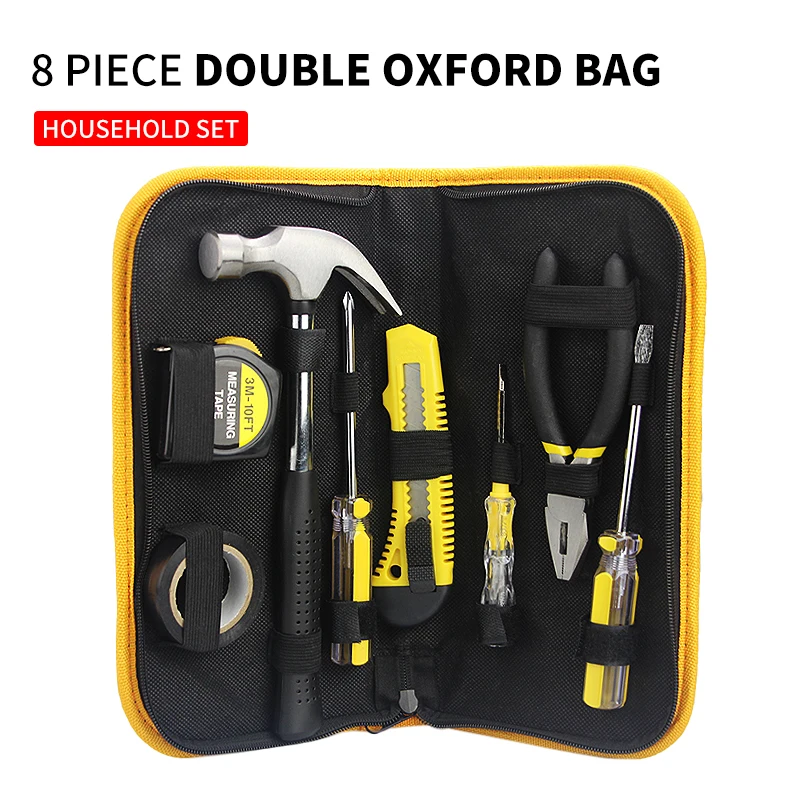 

8Pcs Oxford Bag Home Tool Box Test Pencil Tape Measure Hammer Pliers Portable Tool Case