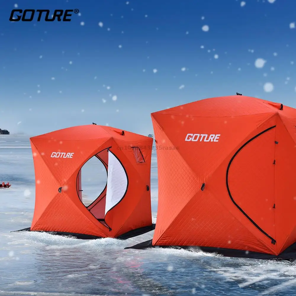 

Goture Portable Ice Fishing Shelter 3-4 People Quick-open Winter Camping Tent Waterproof Windproof Outdoor Cotton Warm Tent TT