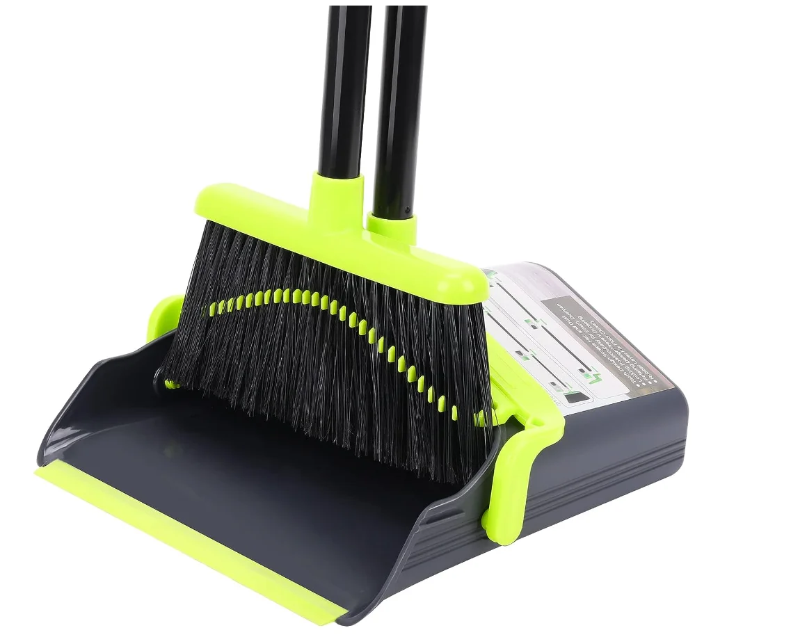 Broom and Dustpan Set Heavy Duty Large Dustpan Broom for Kitchen