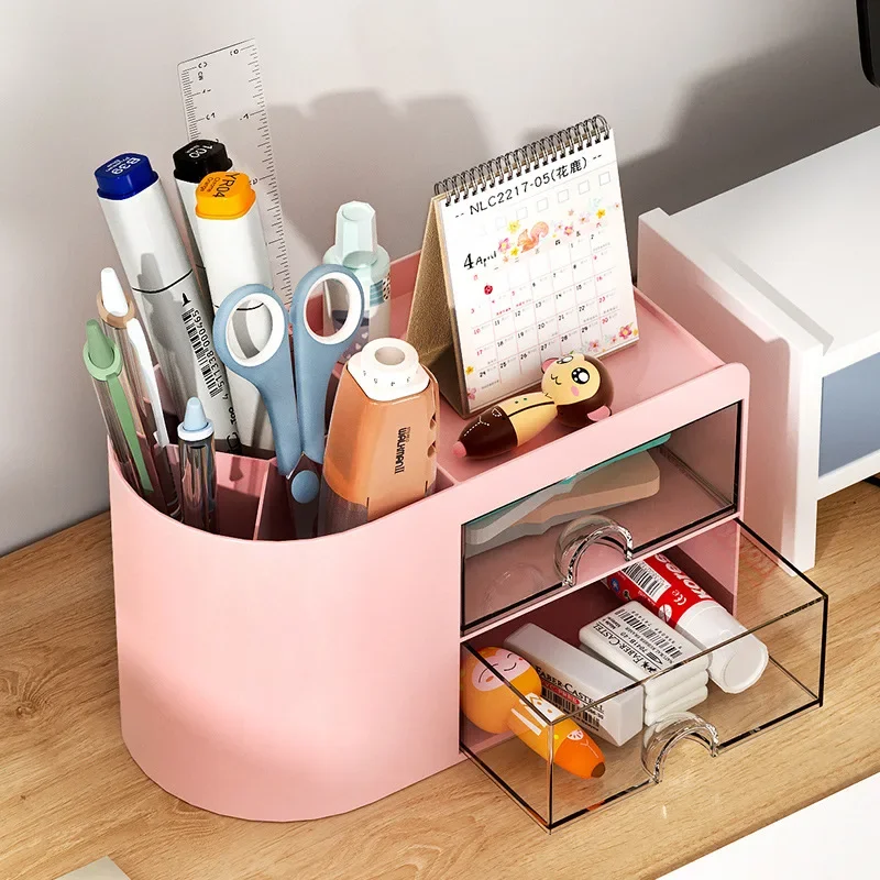 Portapenne Organizer Kaishuai Con Cassetto - Multifunzione Per Scrivania, Ufficio, Casa E Scuola 28x15x33 Cm