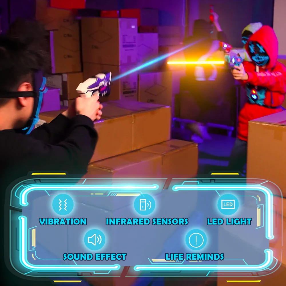VATOS Laser Tag Guns x4 Sets Infrared Laser Tag Sets with Vest Rechargeable Shooting Game Toy Gift for Kids 6+ Years Old Adults 4