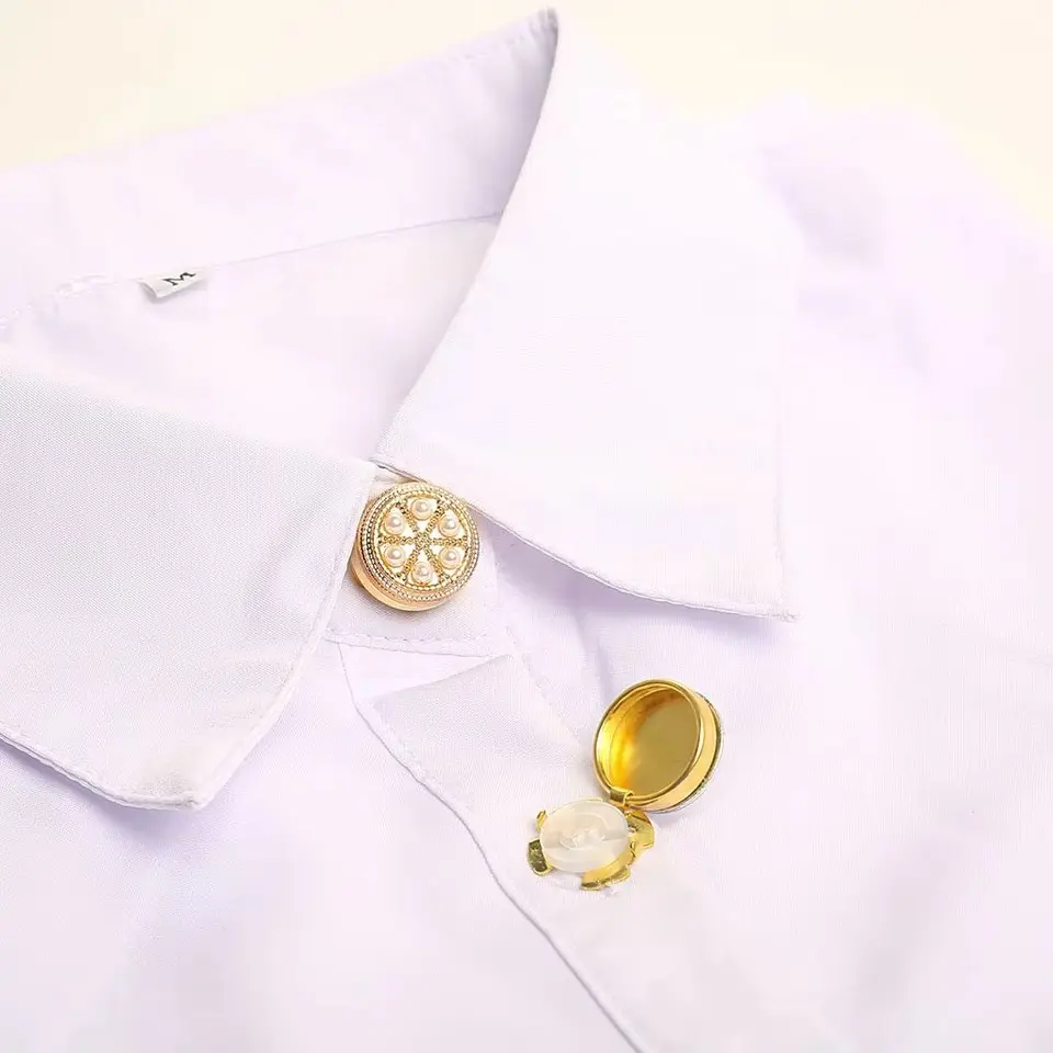 Housses De Boutons De Manchette En Fausse Perle De Luxe Pour Chemise, Bouton De Manche De Smoking, Pas De Couture, Clip En Cuivre Sur La Décoration De Bouton, 2 Pièces Par Paquet