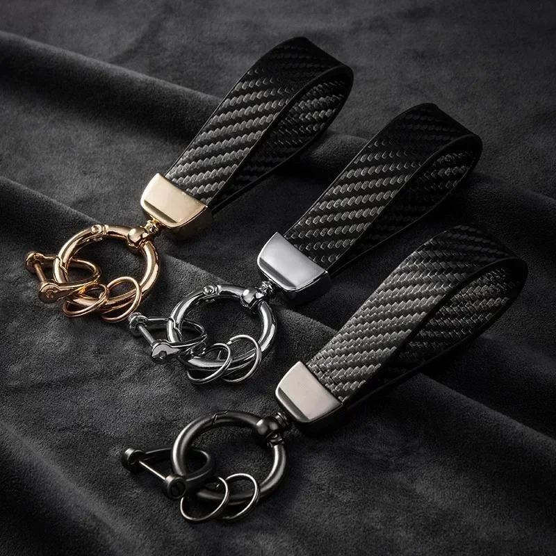 Carbon Fiber Style Keychain 360 Rotatable Universal Fit