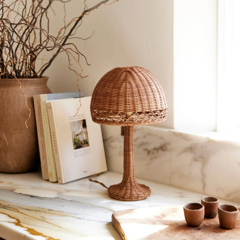 Table Lamp Light Luxury High Sense Bedroom Bedside Retro Zen Atmosphere Good-Looking Woven