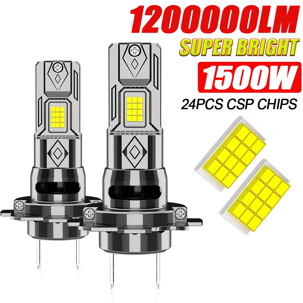 หลอดไฟหน้ารถยนต์ H7 LED CANBUS 1500W สว่างพิเศษ พร้อมพัดลมไร้สายแบบเทอร์โบ ไดโอดไฟสำหรับรถยนต์ หลอดไฟ LED H7 สำหรับไฟตัดหมอก 1