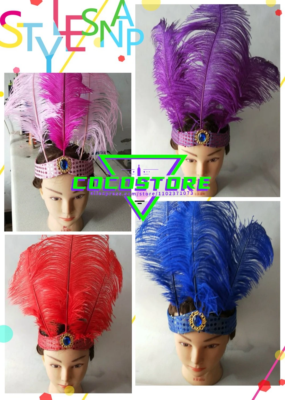 Copricapo Piume Brasiliano - Accessorio Festa Samba E Carnevale - Foto 11