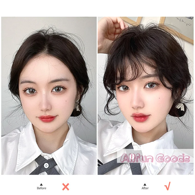 Frangia Finta alla Moda, Estensione per Capelli Stile Fumetto, Frangia Naturale Voluminosa con Clip, Riccia, Estensione Frontale per Capelli, Parrucca - immagine 6