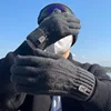 New men's warm gloves winter touch screen plus fleece gloves cold warm wool knitted gloves Outdoor Windproof Skiing Snow Mittens 2