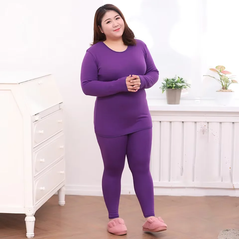 Women Plus Size Thermal Underwear Set Long Johns Suit Base Layer Underscrubs For Winter thermal underwear sets