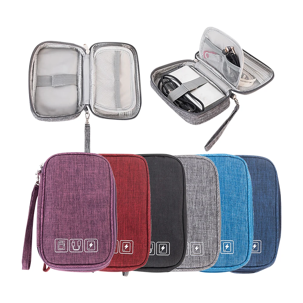 Travel Organizer Case - Cable Management Bag for Charger, Power Bank, Hard Drive, Portable Zipper Pouch with Compartments