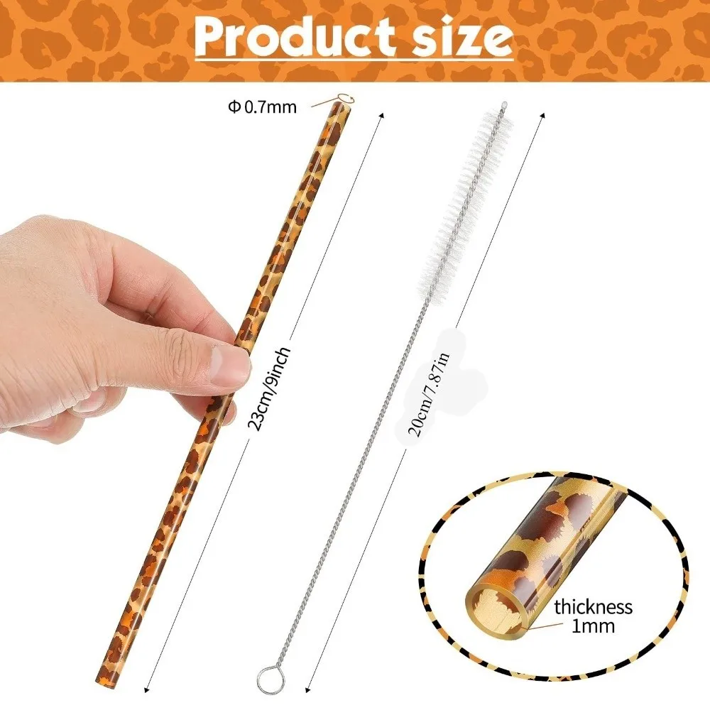 Eco-Friendly Reusable Leopard Print Drinking Straws - Durable and Trendy