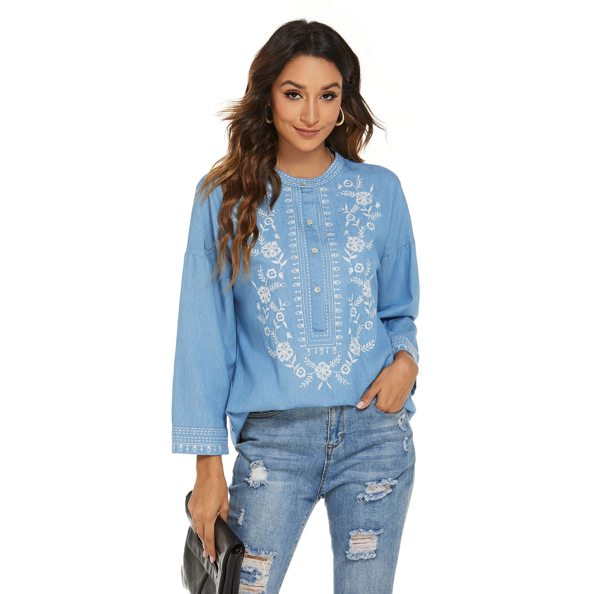 Summer Boho Embroidered Mexican Shirts 