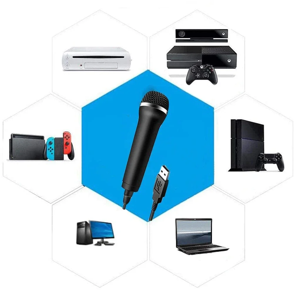 USB Wired Microphone Karaoke Mic for Nintendo Switch Wii PS4 Xbox PC Computer