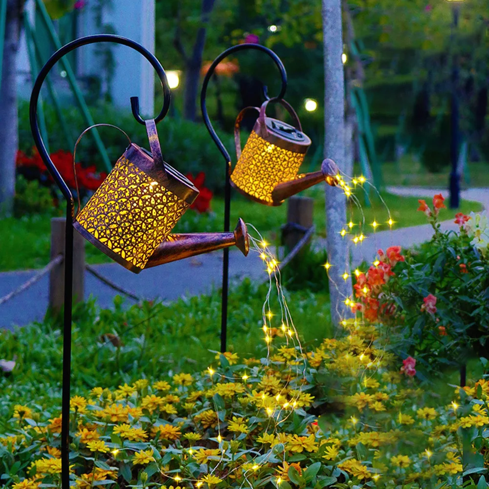 Solar Powered LED Watering Can Light Waterproof Outdoor Decorative