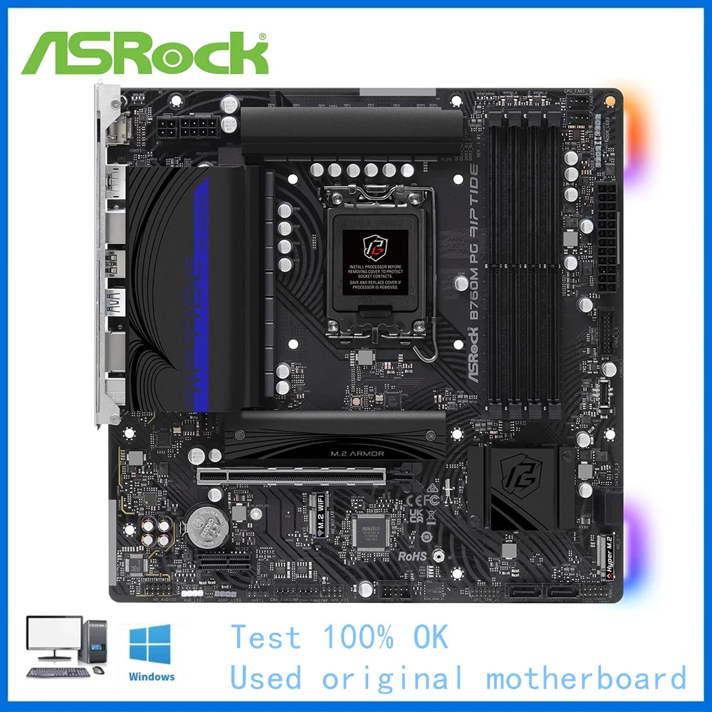Per Intel B760 Usato Asrock B760M Pg Riptide Socket Lga1700 Ddr4 Desktop Mainboard 12Th Gen Supporto Per Scheda Madre 13400 13700