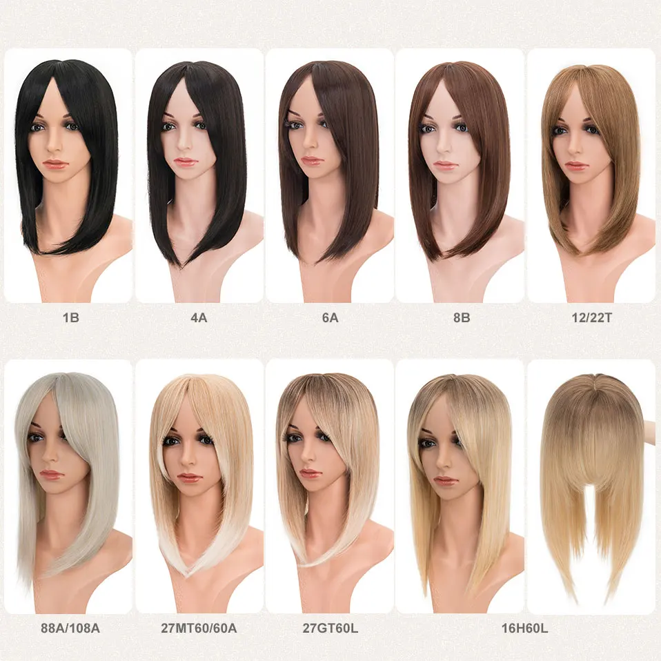 Synthetic 14'' Striaght Hair Toppers with Bangs for Women Natural Hairpieces Adding Hair Volume Topper Extensions hair extensions hair toppers