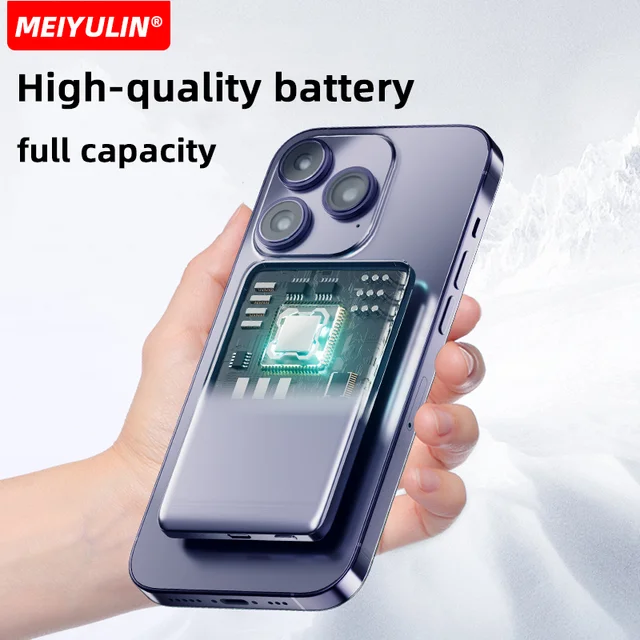 Magnetic 10000mAh Wireless Power Bank Metal Case